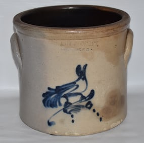 1 GAL BRADY & CRAFT SALT GLAZED STONEWARE CROCK W/BIRD
