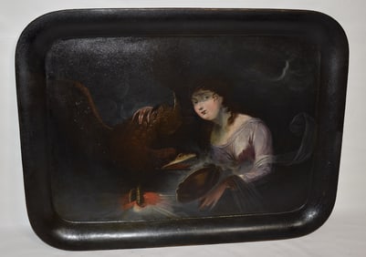 H/P FEDERAL TOLEWARE SERVING TRAY, 19TH C., 20" X 27"