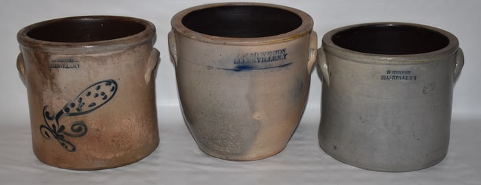 (3) WW & D, RYAN BROTHERS SALT GLAZED STONEWARE CROCKS