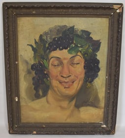 O/C BACCHUS SIGNED SERBINO, C. 1936, 16" X 13"