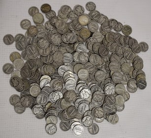 LARGE LOT MERCURY SILVER DIMES, 26.4 OZ.
