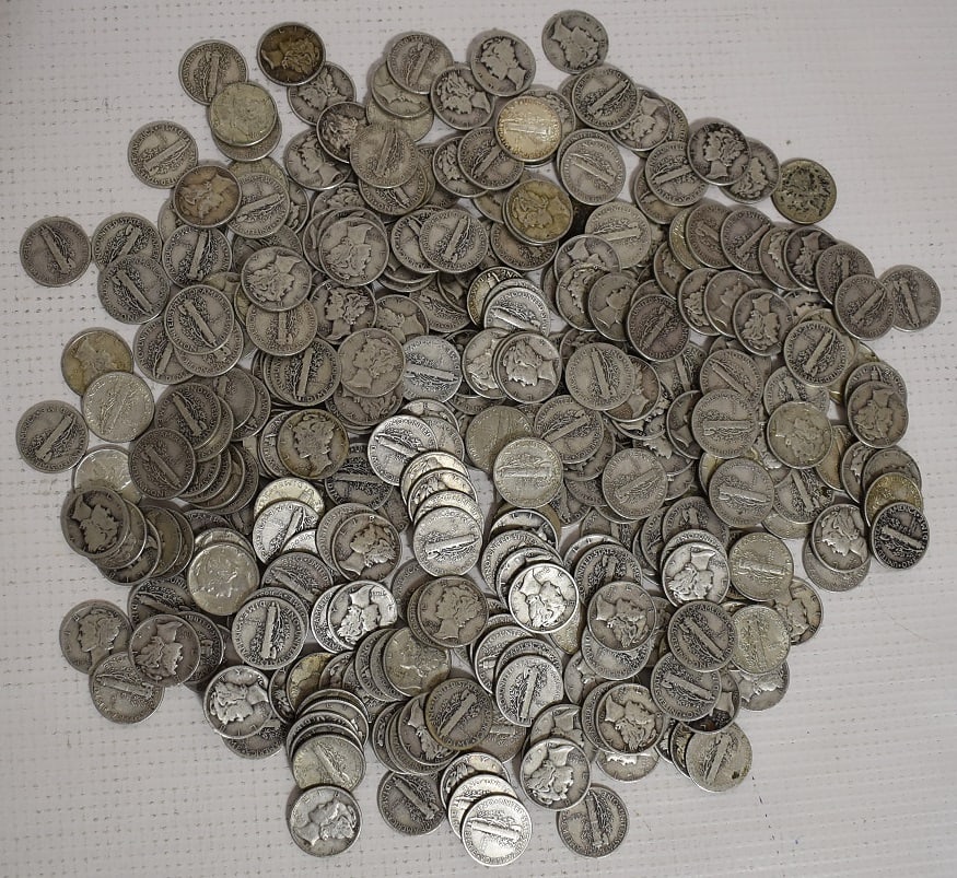 LARGE LOT MERCURY SILVER DIMES, 26.4 OZ. (1 of 5)