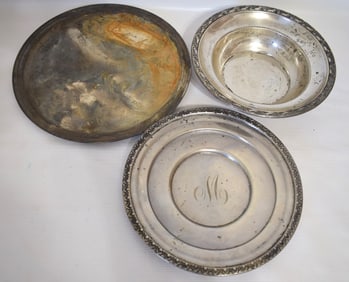 LOT (3) STERLING TRAYS/BOWL INCL. TIFFANY, 19/20TH C.