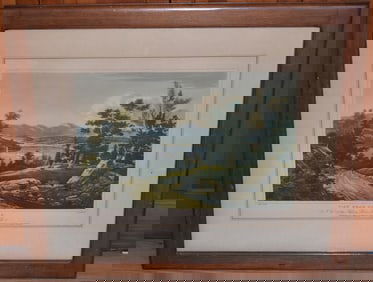 LITHO W/COLOR VIEW NEAR HUDSON PUB. BY HENRY I. MEGARY