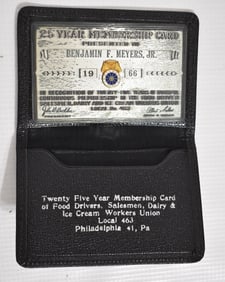 LOCAL UNION 463 STERLING 25 YEAR MEMBERSHIP CARD