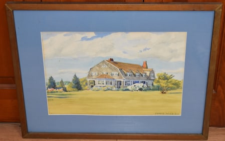 W/C HOUSE PORTRAIT SIGNED EDWARD MAYER 1938