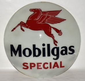NOS MOBILGAS GLASS GAS GLOBE FRONT, C. 1930/40