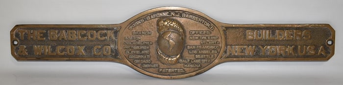 BRONZE BUILDING PLAQUE BABCOCK & WILCOX CO. BUILDERS NY