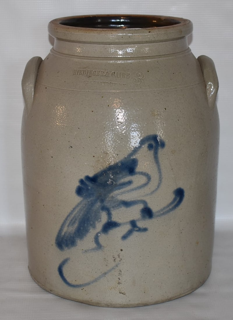 RIEDINGER & CAIRE SALT GLAZED STONEWARE BUTTER CHURN (1 of 8)