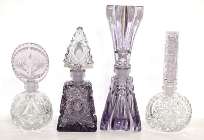 LOT (4) ASSORTED FRENCH/CUT GLASS PERFUMES, 20TH C.
