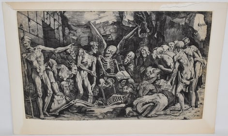 OLD MASTER ENGRAVING "SKELETONS" AGOSTINO VENEZIANO