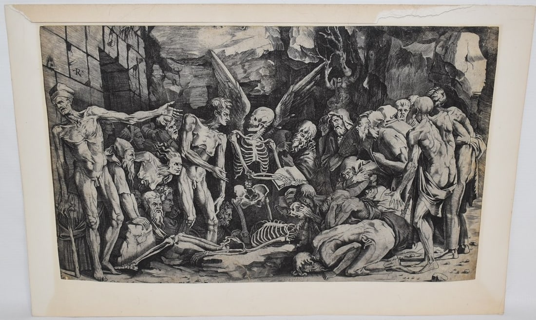 OLD MASTER ENGRAVING "SKELETONS" AGOSTINO VENEZIANO (1 of 10)