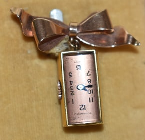 TOURNEAU 14KT ROSE GOLD BROOCH WATCH W/ORIG. BOX