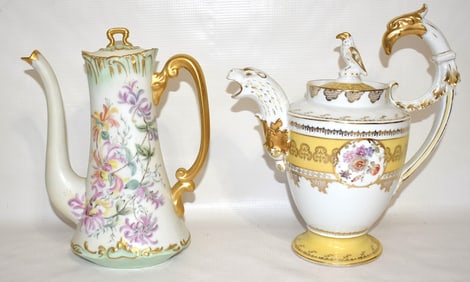(2) FRENCH PORCELAIN TEA POTS INCL. LIMOGE/OLD PARIS