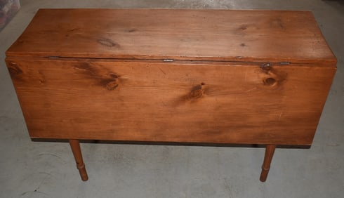 COUNTRY PINE HARVEST TABLE W/DROP LEAVES, 19TH C.