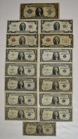 LOT ASSORTED EARLY SILVER CERTIFICATES INCL. LARGE NOTE