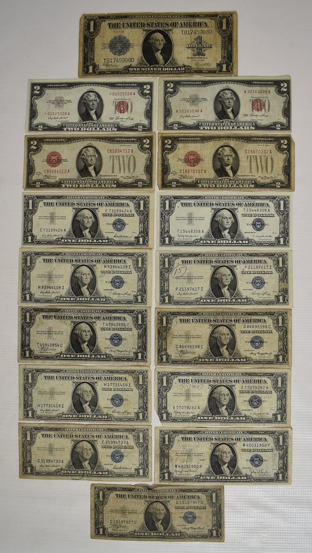 LOT ASSORTED EARLY SILVER CERTIFICATES INCL. LARGE NOTE (1 of 11)