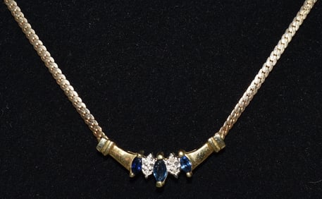 ART DECO 10KT YELLOW GOLD/TOPAZ NECKLACE, 20TH C.