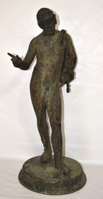 ROMAN BRONZE GRAND TOUR "NARCISSIST" UNSIGNED, 19TH C.
