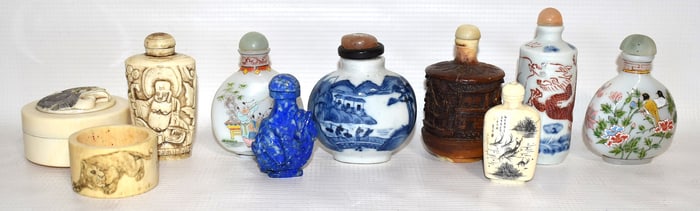 LOT (8) ASSORTED CHINESE/JAPANESE SNUFF BOTTLES