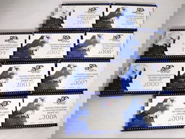 LOT (20) 1990-2008 PROOF SETS STATE QUARTERS (MIB)