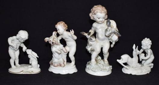 LOT (4) HUTSCHENREUTHER/ROSENTHAL PORCELAIN FIGURINES