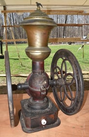 ENTERPRISE PAINTED CAST IRON DOUBLE WHEEL COFFEE MILL