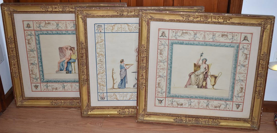 (3) W/C FRENCH/ITALIAN NAPOLEONIC NEO-CLASSICAL NUDES (1 of 19)