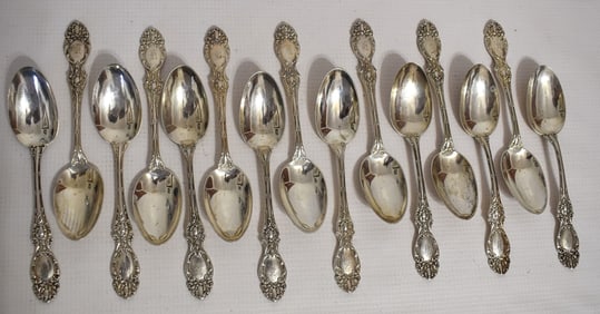 (14) R. WALLACE & SONS STERLING TEASPOONS, W. 16.7 OZ.