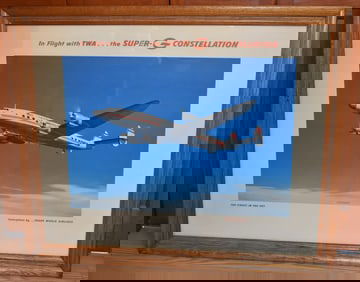 LITHO TRANS-WORLD AIRLINES FRAMED COLOR PHOTO TWA