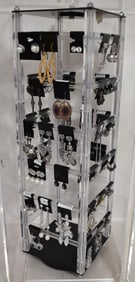 DISPLAY CASE W/STERLING SILVER EARRINGS, 20TH C.