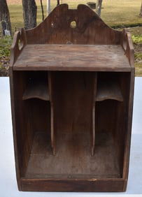 COUNTRY PINE HANGING CABINET W/PIGEON HOLES, 19TH C.