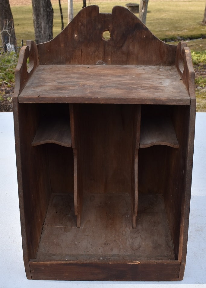 COUNTRY PINE HANGING CABINET W/PIGEON HOLES, 19TH C. (1 of 5)