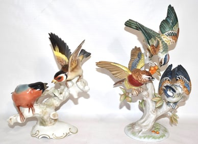 2 HUTSCHENREUTHER/ROSENTHAL PORCELAIN BIRD GROUPINGS
