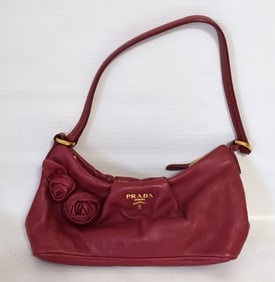 PRADA LEATHER MINI PURSE W/ APPLIED ROSETTES