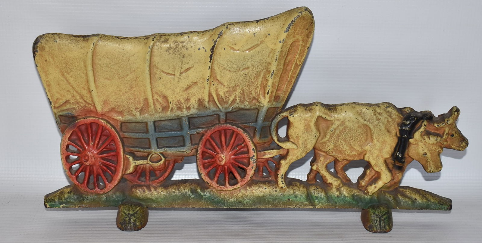 DECO CONESTOGA WAGON PAINTED CAST IRON DOOR STOP (1 of 6)