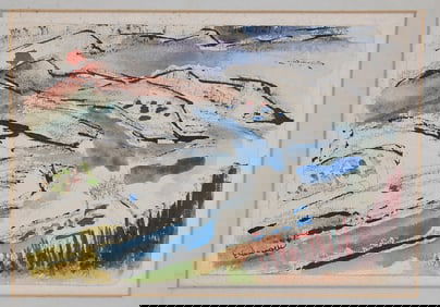 W/C ABSTRACT MOUNTAINS SIGNED ERLANGER