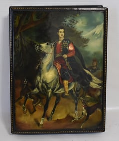 EXCEPTIONAL H/P RUSSIAN LACQUERED BOX TITLED