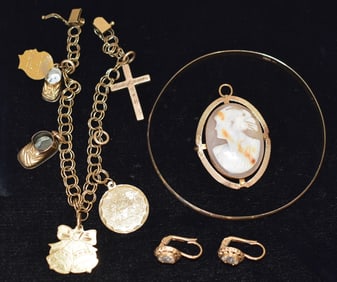 LOT ASSORTED VICTORIAN/DECO 14KT GOLD FINDINGS