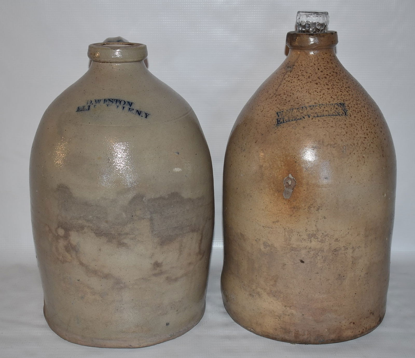 LOT (2) W.W. & D. WESTON SALT GLAZED STONEWARE JUGS (1 of 13)