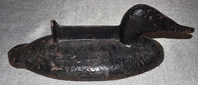 EARLY CAST IRON FIGURAL DUCK BOOT SCRAPER, 19TH C.