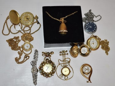(9) ASSORTED VINTAGE LADIES PENDANT WATCHES, C. 1960/70