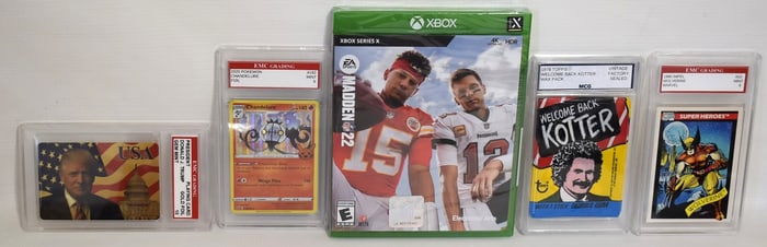 5 GRADED CARDS/XBOX GAME INCL. PRES. TRUMP/WOLVERINE