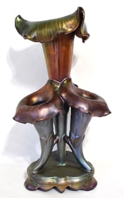J. MASSIER ART NOUVEAU IRIDESCENT EPERGNE, C. 1900