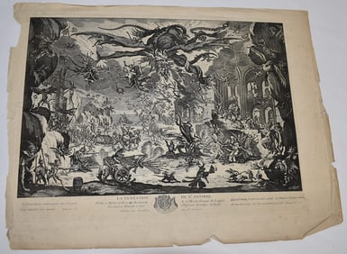 OLD MASTER ENGRAVING "LA TENTATION DE ST. ANTOINE"
