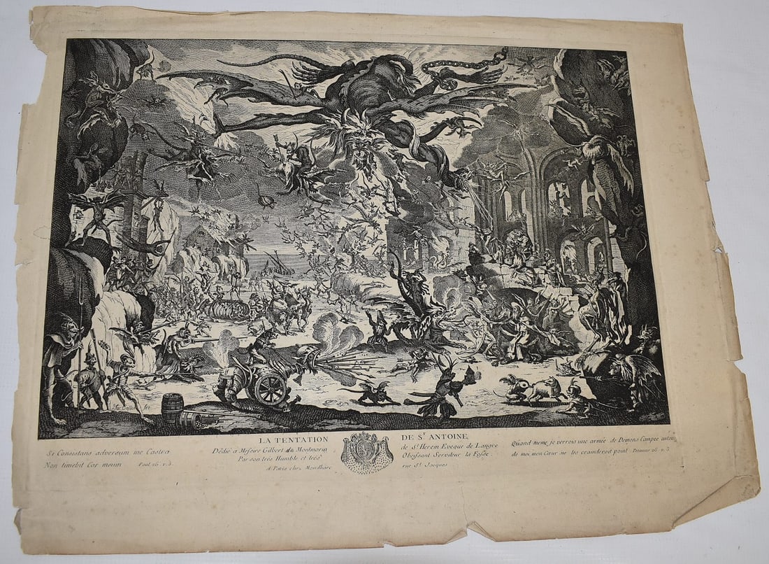OLD MASTER ENGRAVING "LA TENTATION DE ST. ANTOINE" (1 of 6)