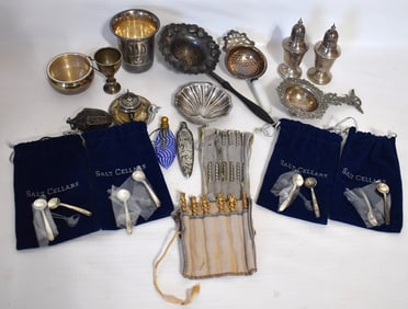 LOT ASST. STERLING INCL. TEA STRAINERS, 19/20TH C.