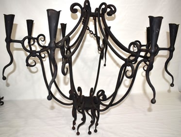 LARGE VICTORIAN STYLE WROUGHT IRON CANDLE CHANDELIER