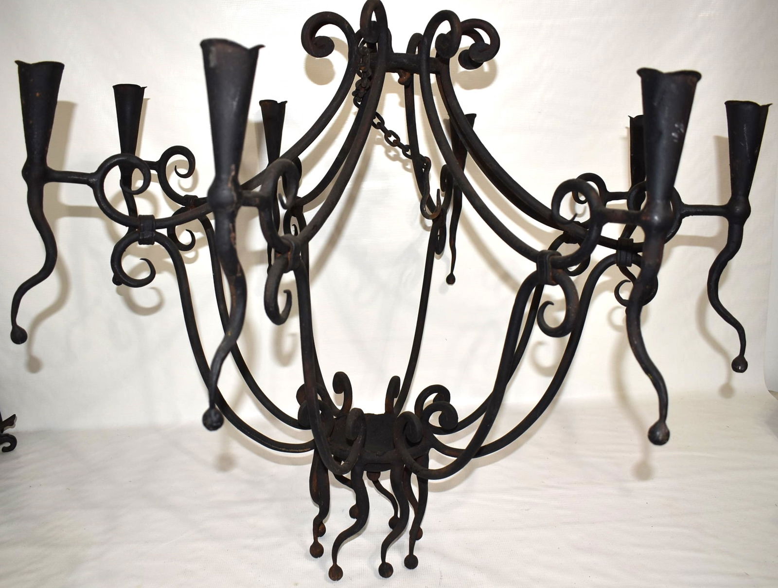 LARGE VICTORIAN STYLE WROUGHT IRON CANDLE CHANDELIER (1 of 7)
