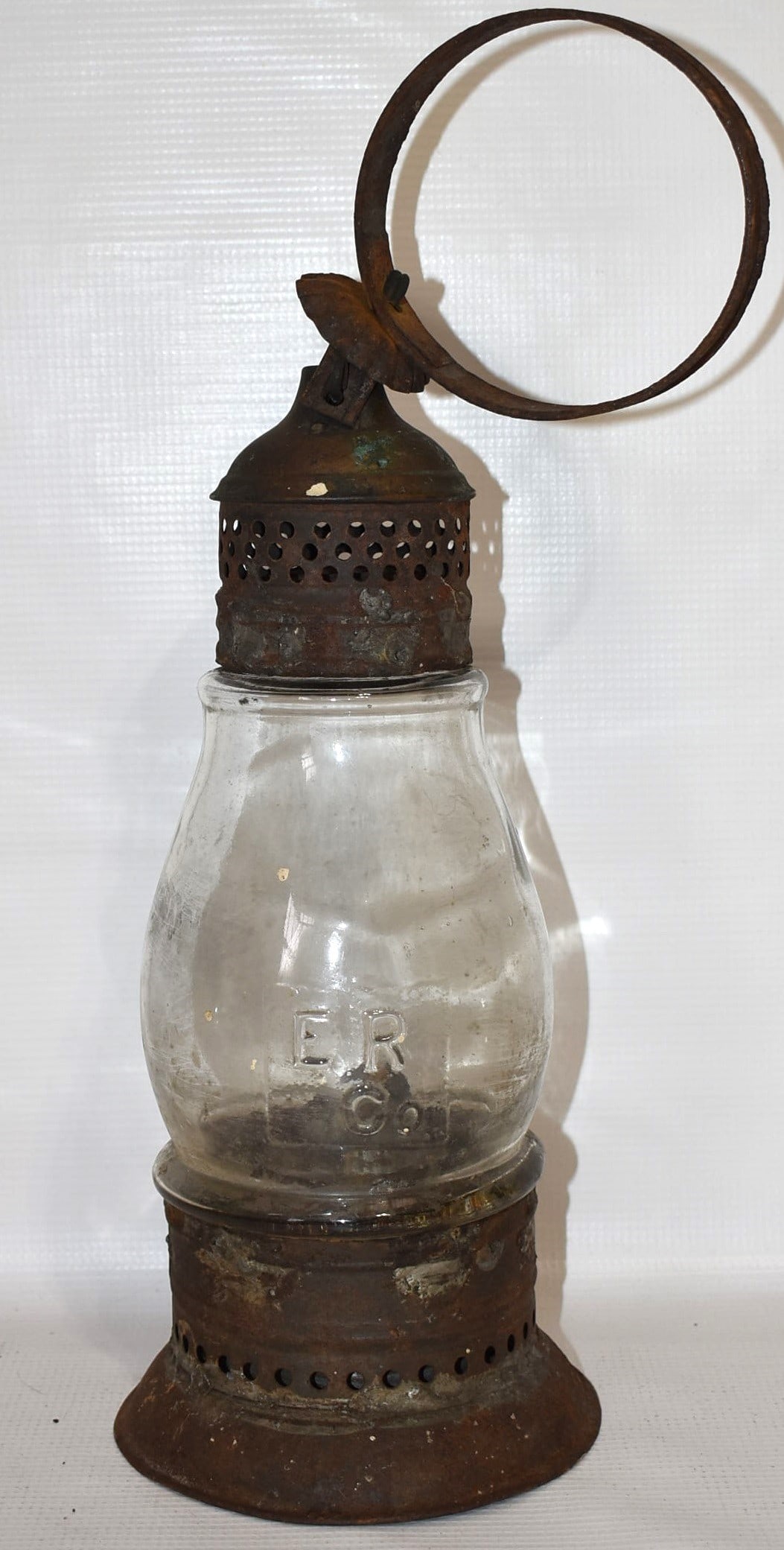 RARE ERIE RAILROAD OR EASTERN CAST GLASS CLEAR GLOBE (1 of 6)